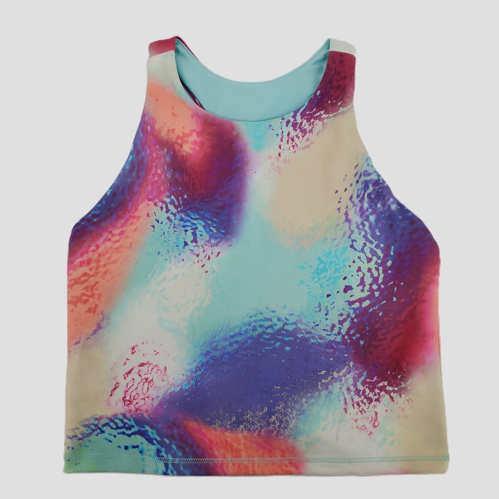 DSG Momentum Shelf‎ Bra Tank Top Moisture Wicking Ice Cave Multi Print Girls L